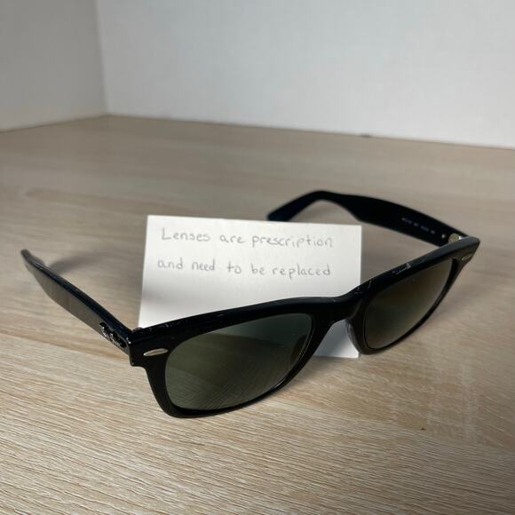 Ray-Ban RB2140 901 Wayfarer Sunglasses Black PARTS ONLY 50-22 Italy - Picture 1 of 11